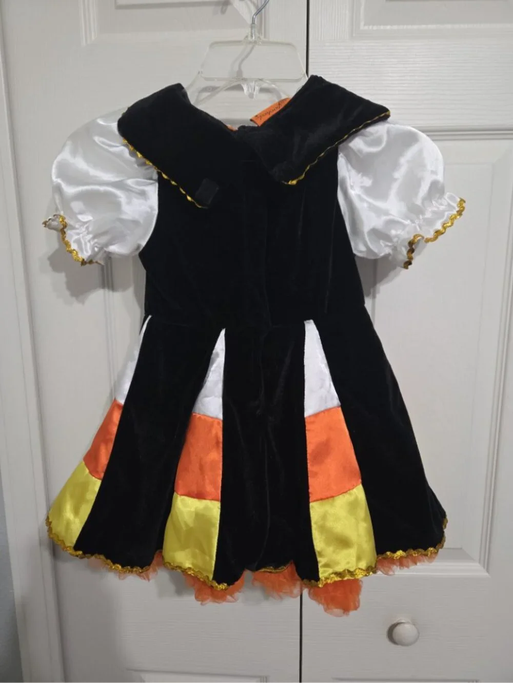 New Child's Candy Corn Witch Tutu Dress with Hat size 5-6